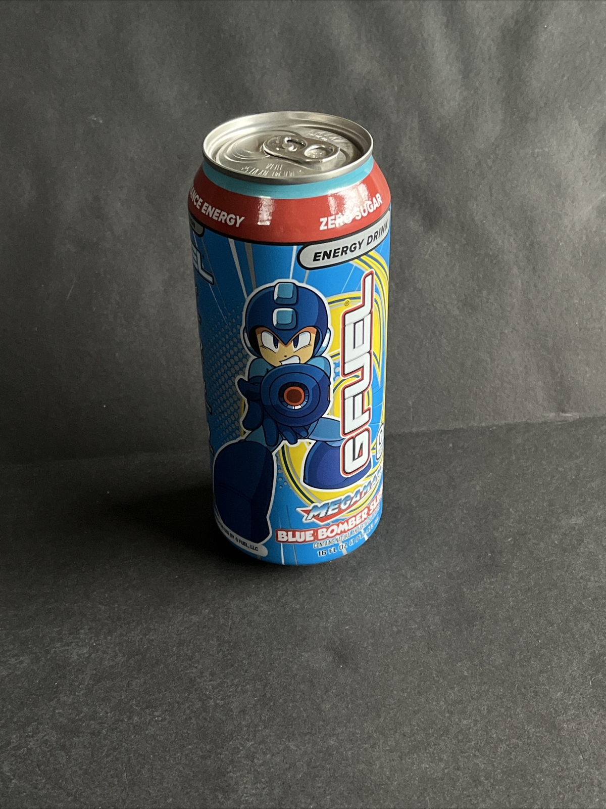 Megaman Blue Bomber Slushee G Fuel Energy Drink Full 16 FL OZ Limited Edition