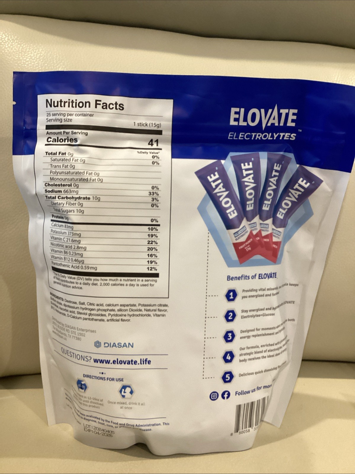 Electrolytes Energy Replenishment & Hydration Glucose Fruit Punch-25 Packs
