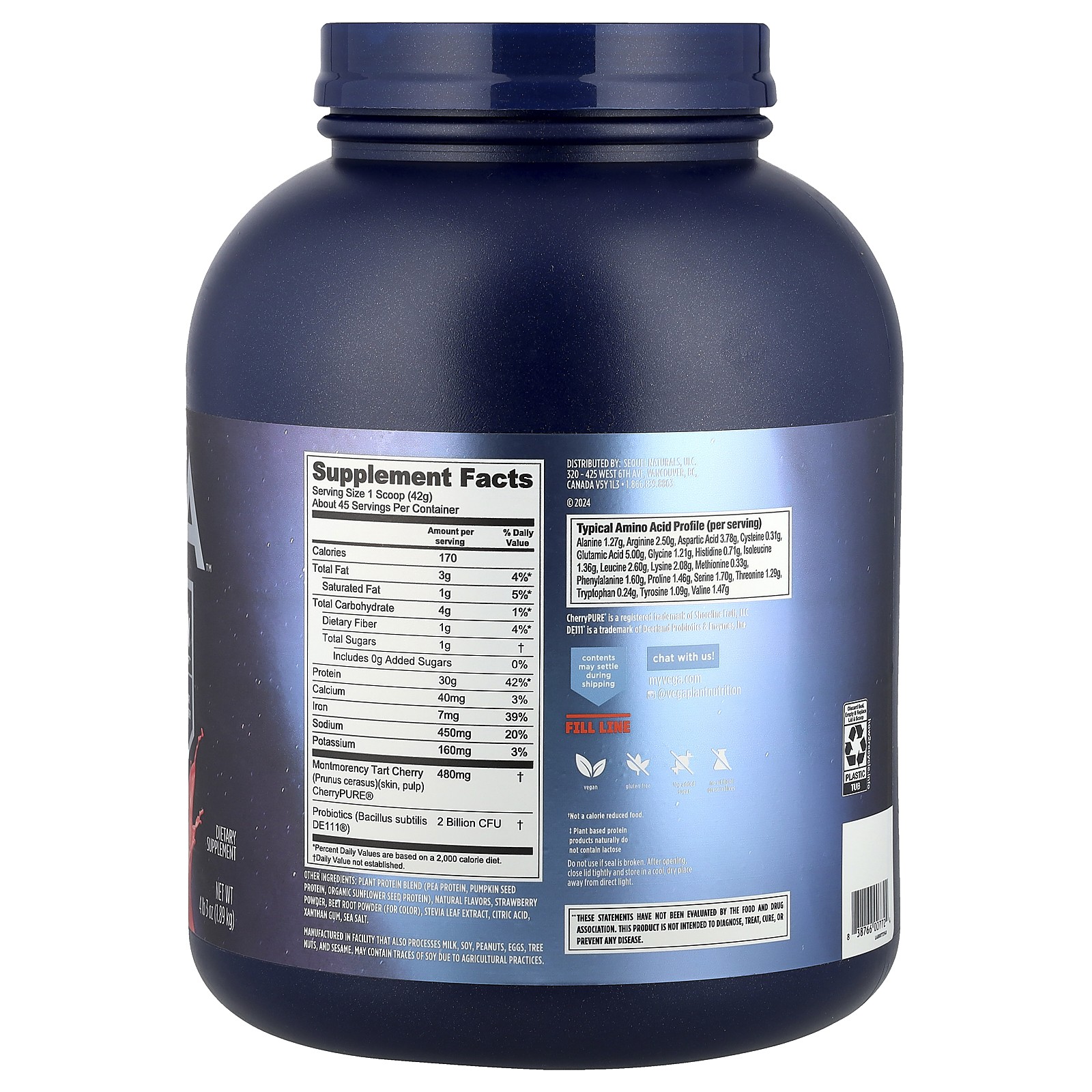 Plant-Based Protein, Performance Protein + Recovery, Berry, 4 lb 3 oz (1.89 kg)