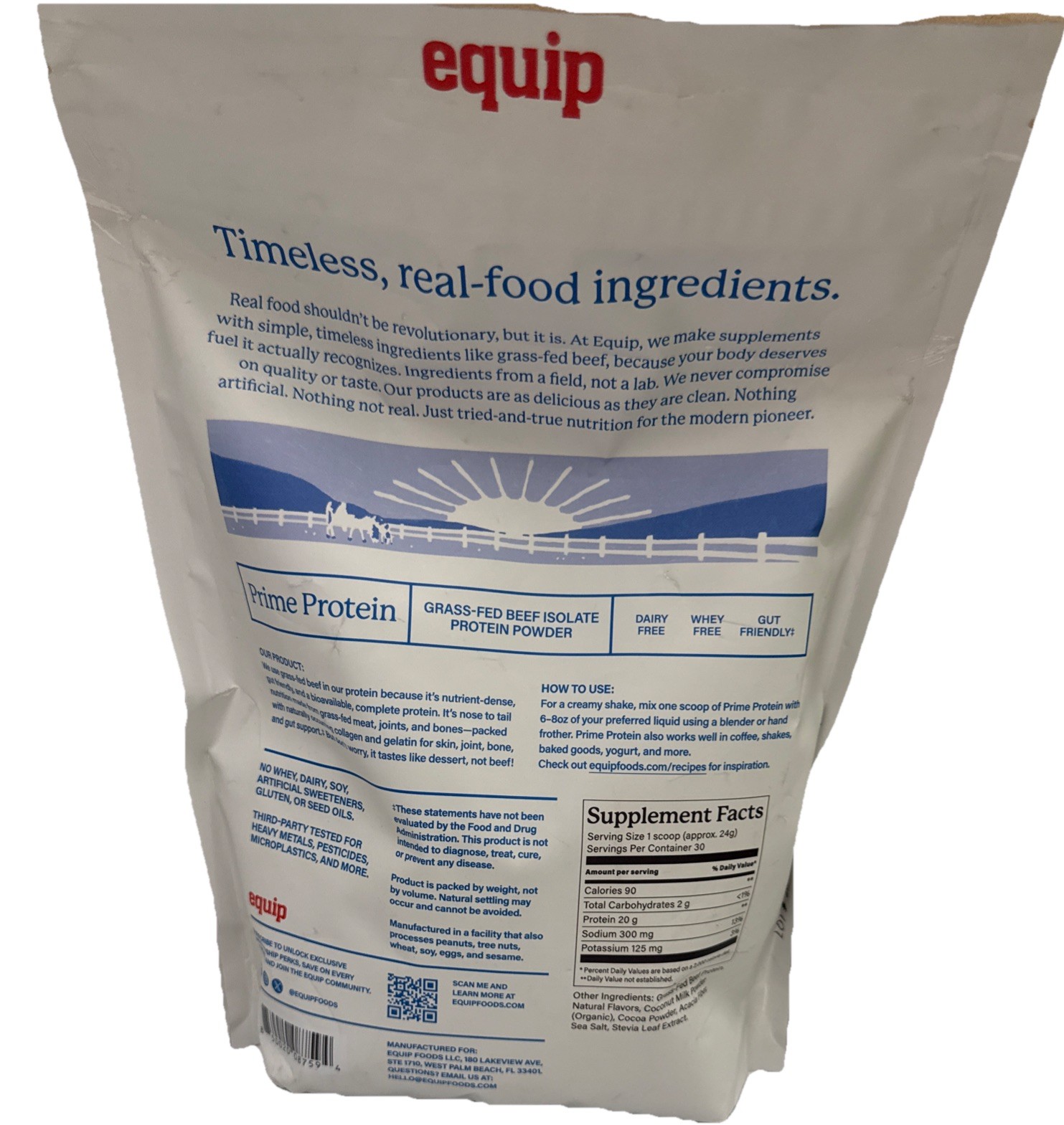 Equip Foods Prime Protein Powder Grass Fed Beef Protein Cookies Cream New 01/28