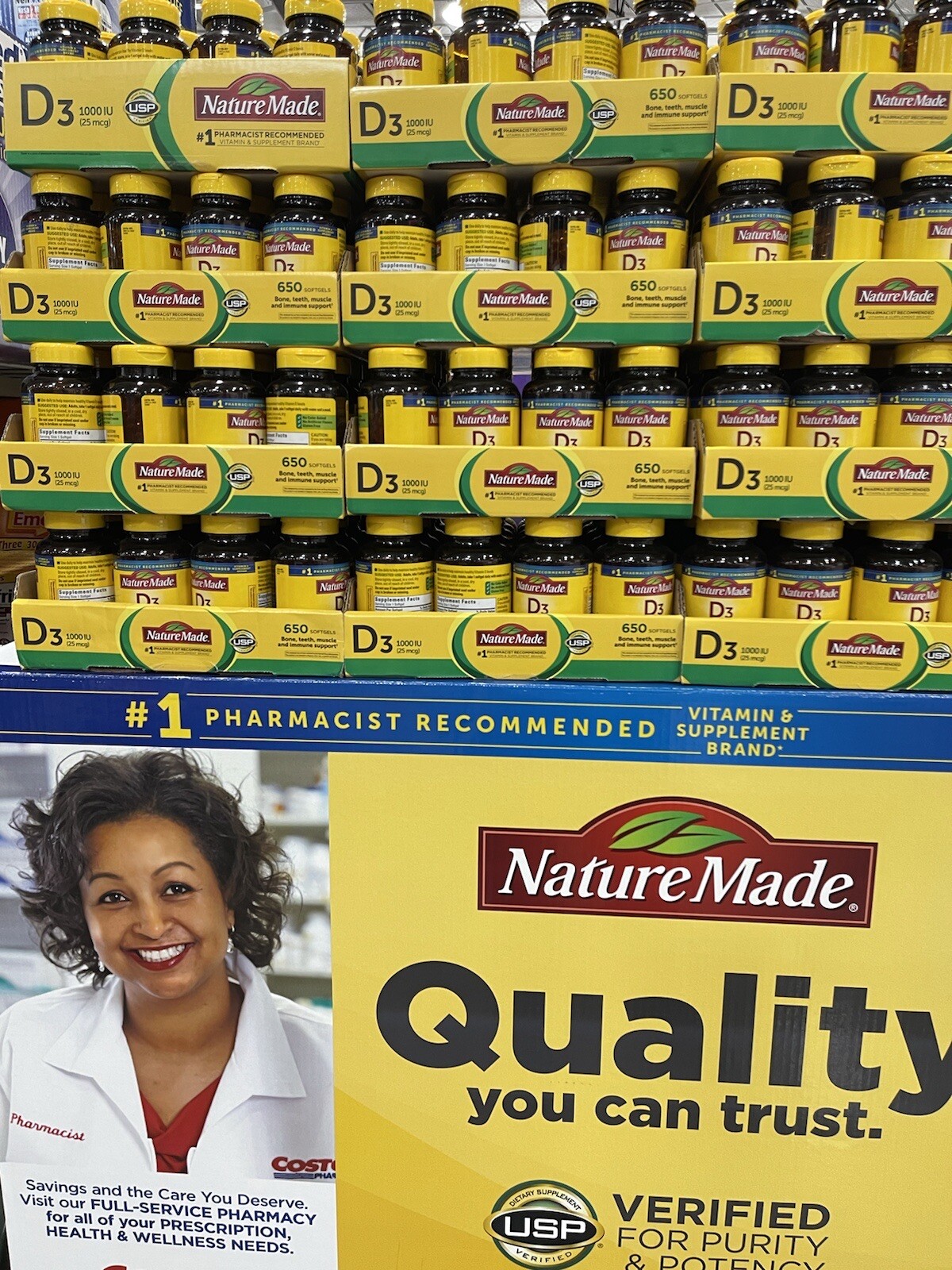 Nature Made D3 1000 IU (25 mcg) Vitamin Supplement 650 Softgels.