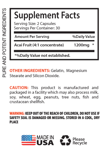 Acai Berry Juice – ACAI BERRY 1200MG – Anti-Aging Pills – Energy Booster – 1Bot