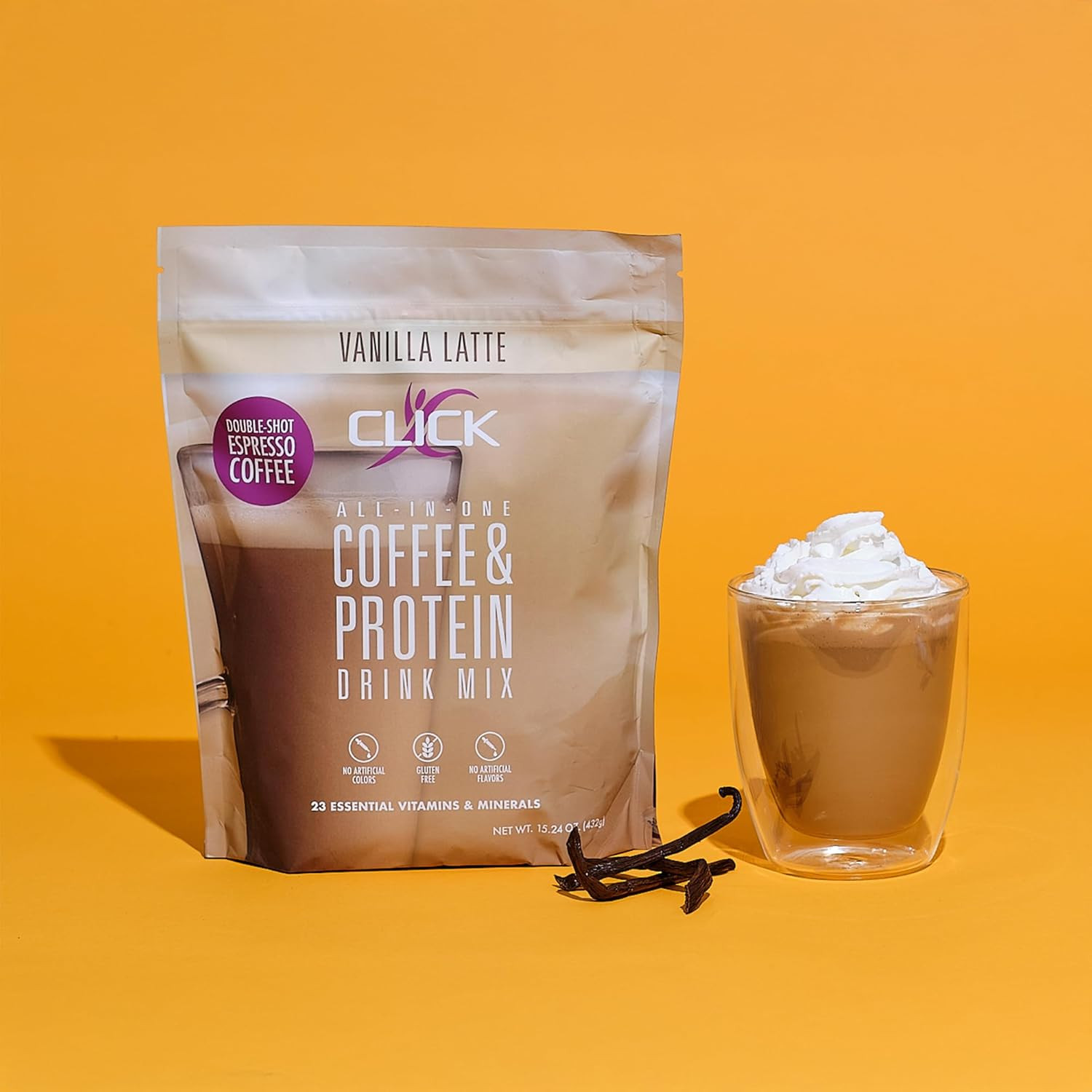 Click Coffee Protein Powder | Double Shot Espresso | 16G Protein | 23 Essential