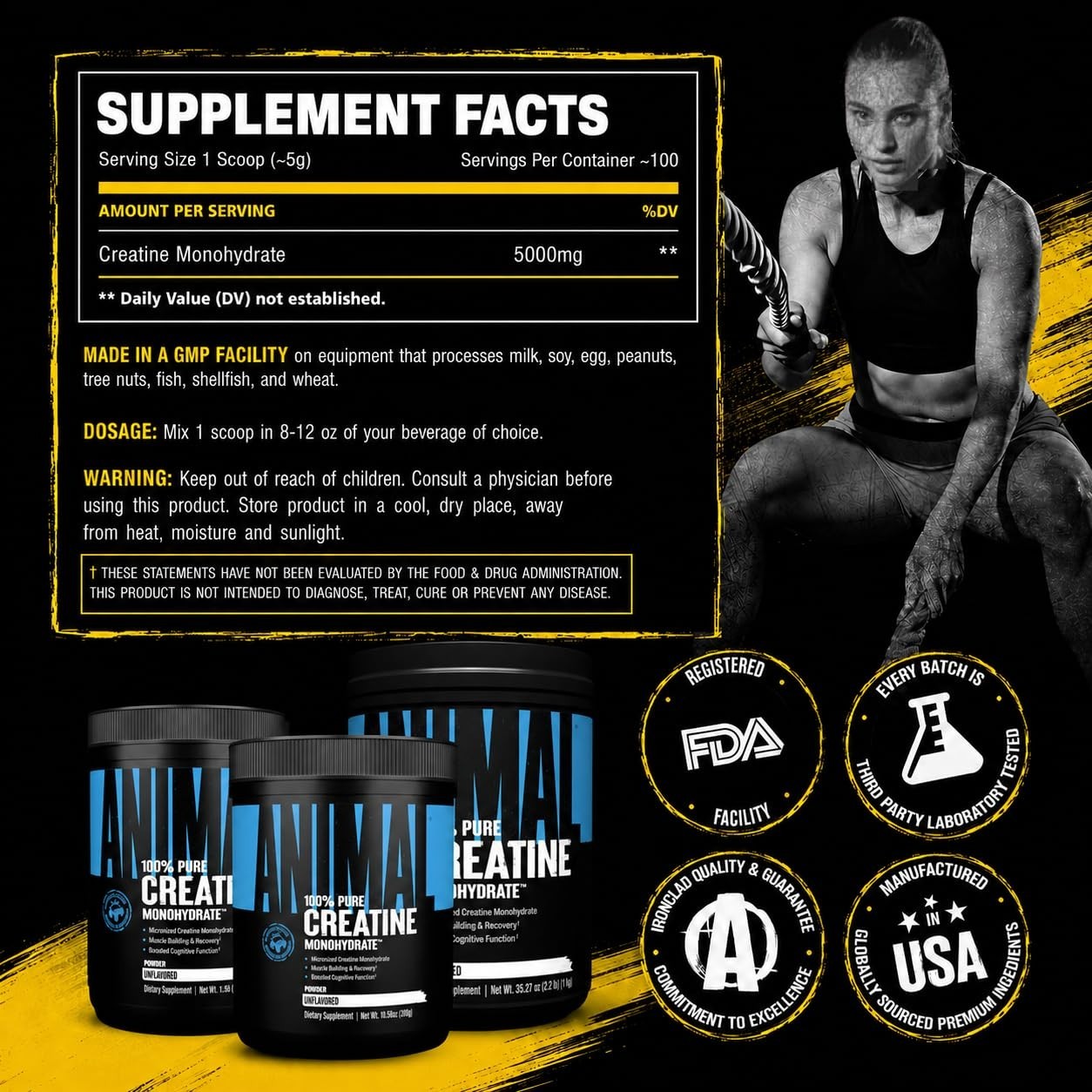 Micronized Creatine Monohydrate Powder for Muscle Growth & Recovery, 500g