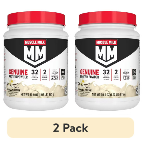 (2 Pack) Muscle Milk Genuine Protein Powder, Vanilla, 32g Protein, 1.9lb, 30.9oz