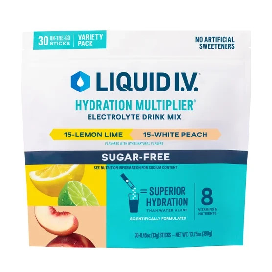 LIQUID IV HYDRATION SUGAR FREE MULTIPLIER PACKETS ELECTROLYTES DRINK FRUIT 30 PK