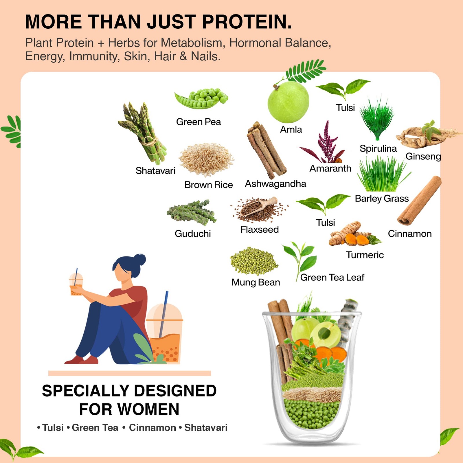 Vegan Greens Women Plant Protein 500g Chocolate Hormonal Balance Skin Hair