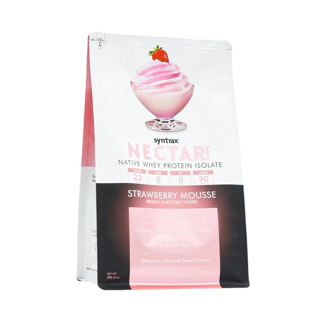 Syntrax Nutrition Nectar Sweets, Whey Protein Isolate, Strawberry Mousse, 2 lbs.