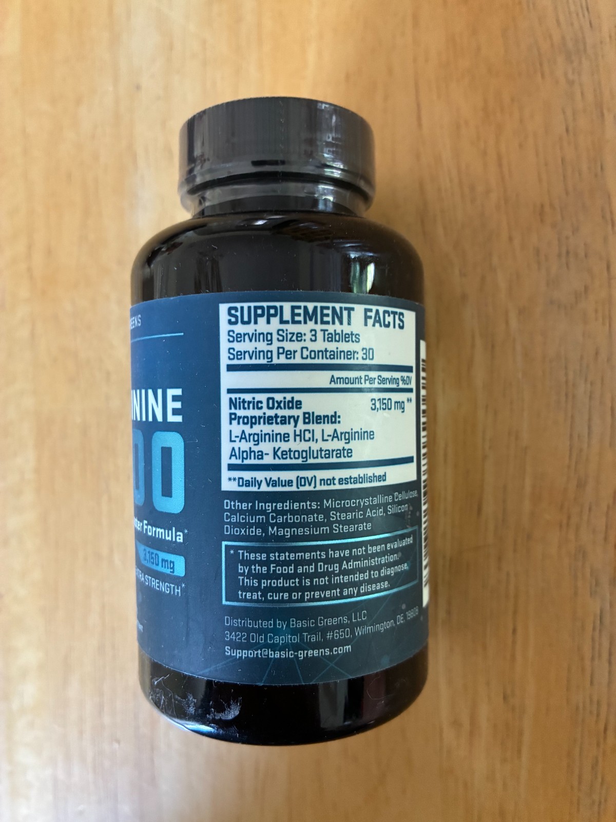 BASIC GREENS L-Arginine 3000mg Nitric Oxide Supplement Beet Root Vegan 90 Caps