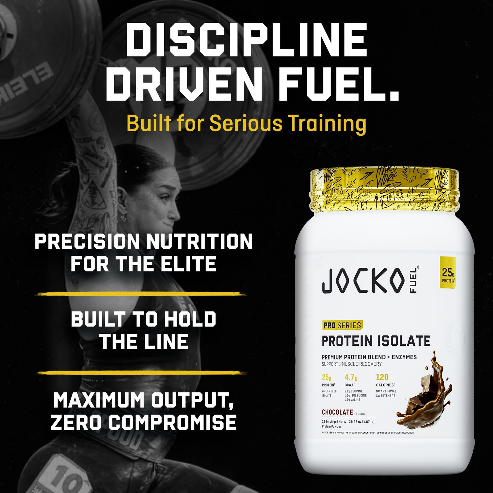 Jocko Fuel Whey Protein Isolate Pro Series, Chocolate, 25g Low Lactose Whey +…