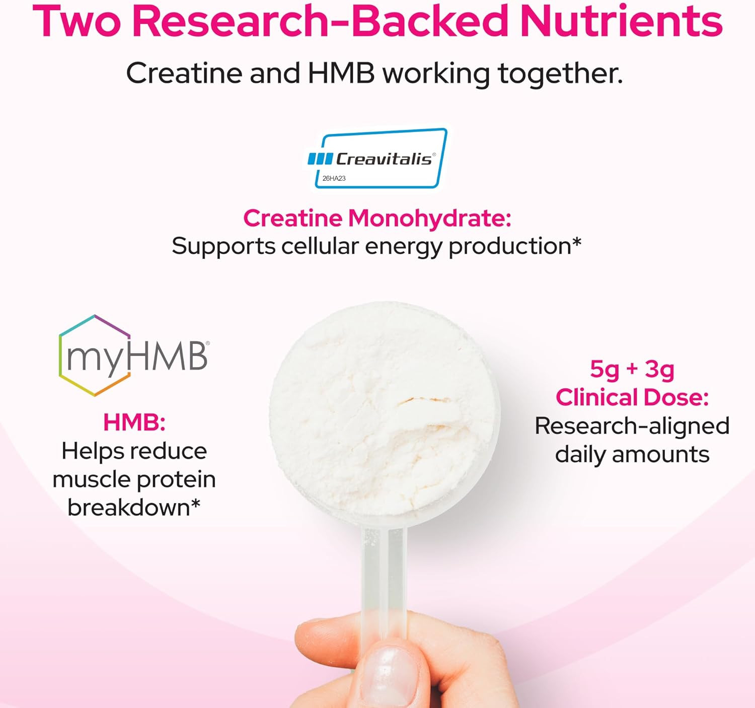Creatine HMB Powder, 5g Creatine Monohydrate With 3g HMB, Creatvitalis And myHMB
