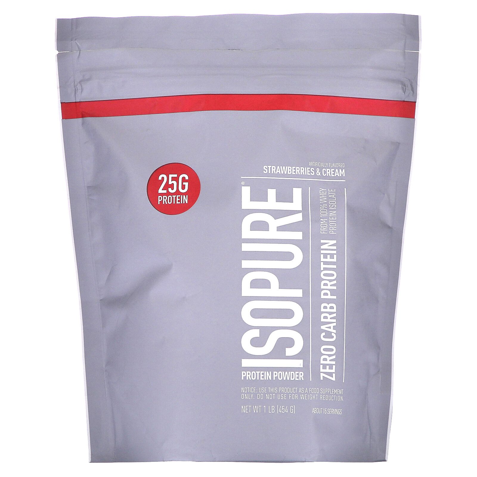 Zero Carb Protein Powder, Strawberries & Cream, 1 lb (454 g)