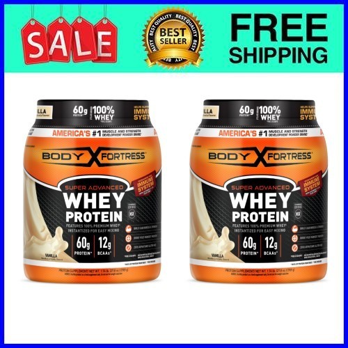 Body Fortress Super Advanced 100% Premium Whey Protein Powder, Vanilla, 2PACK