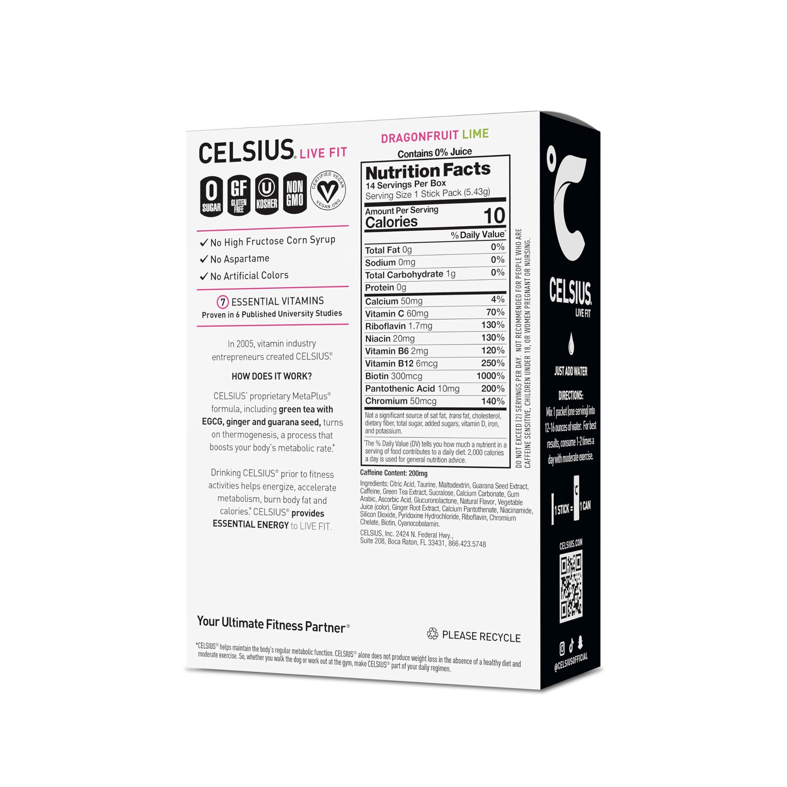 CELSIUS® On-The-Go Powder Sticks Dragonfruit 2.8 Ounce (Pack of 1), Peach