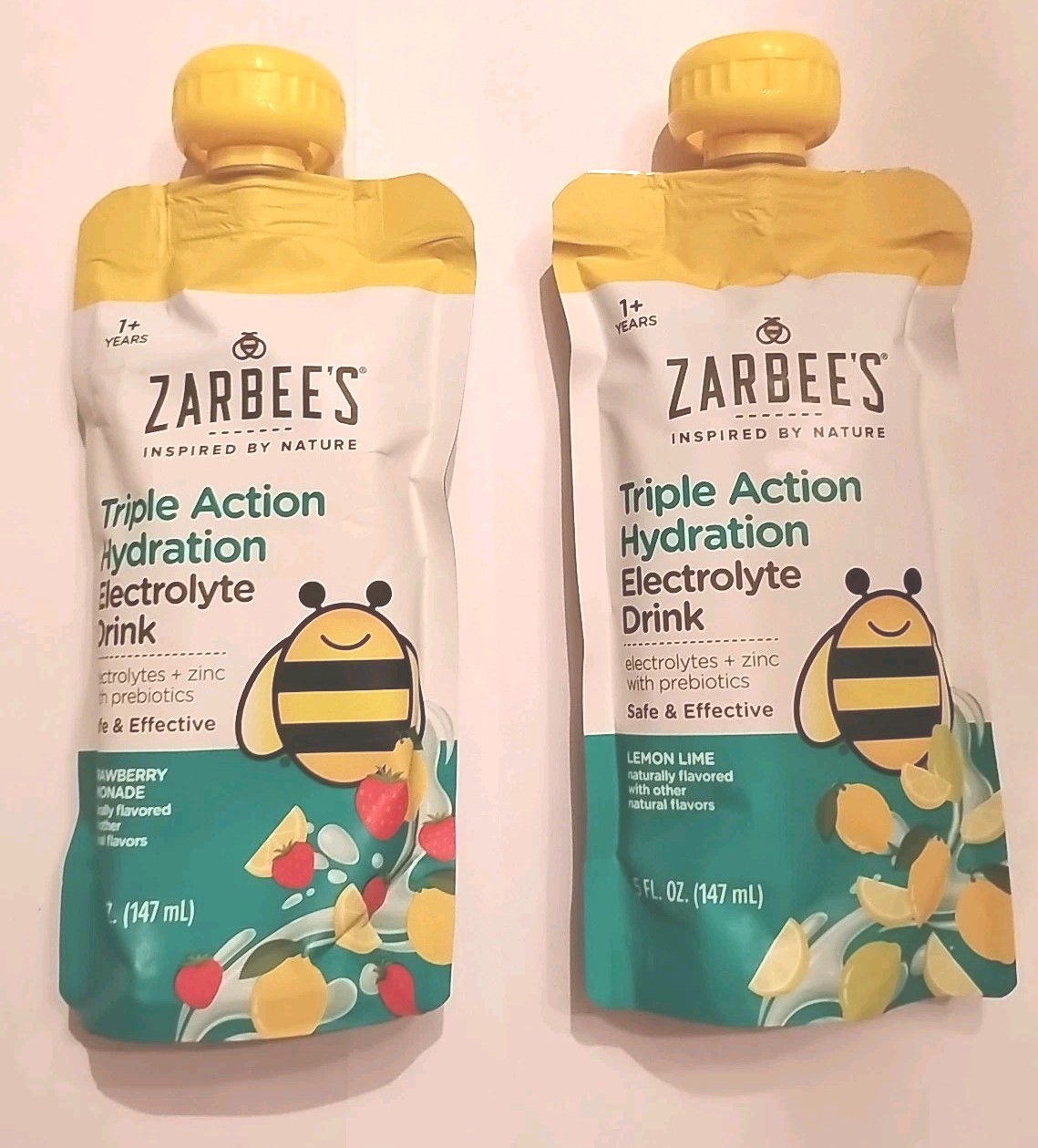 2 Zarbee’s Triple Action Hydration Electrolyte Drink Strawberry Lem/ Lemon Lime