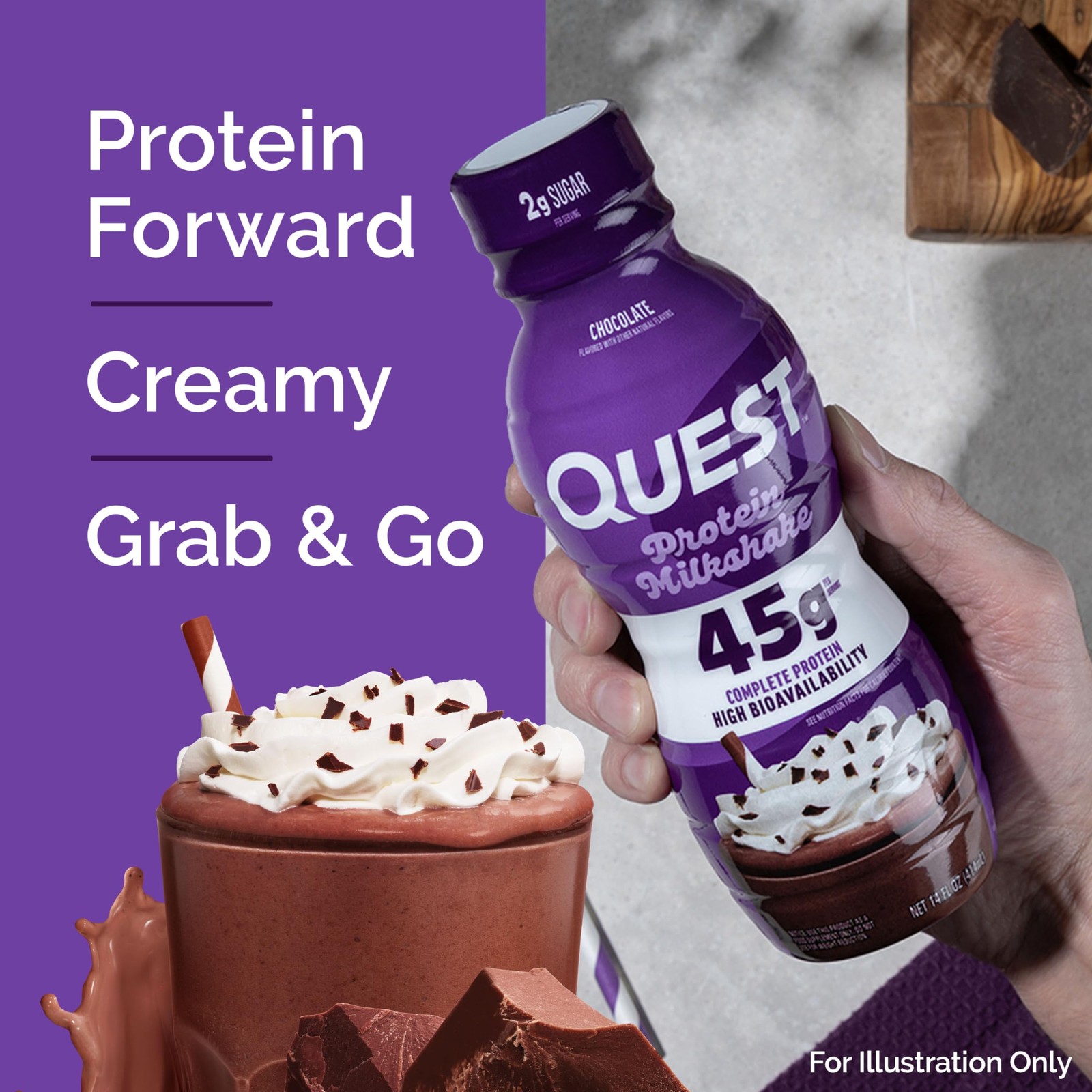 Quest Nutrition Chocolate Protein Shake, 45g Protein, 14 Fl Oz (Pack of 12)