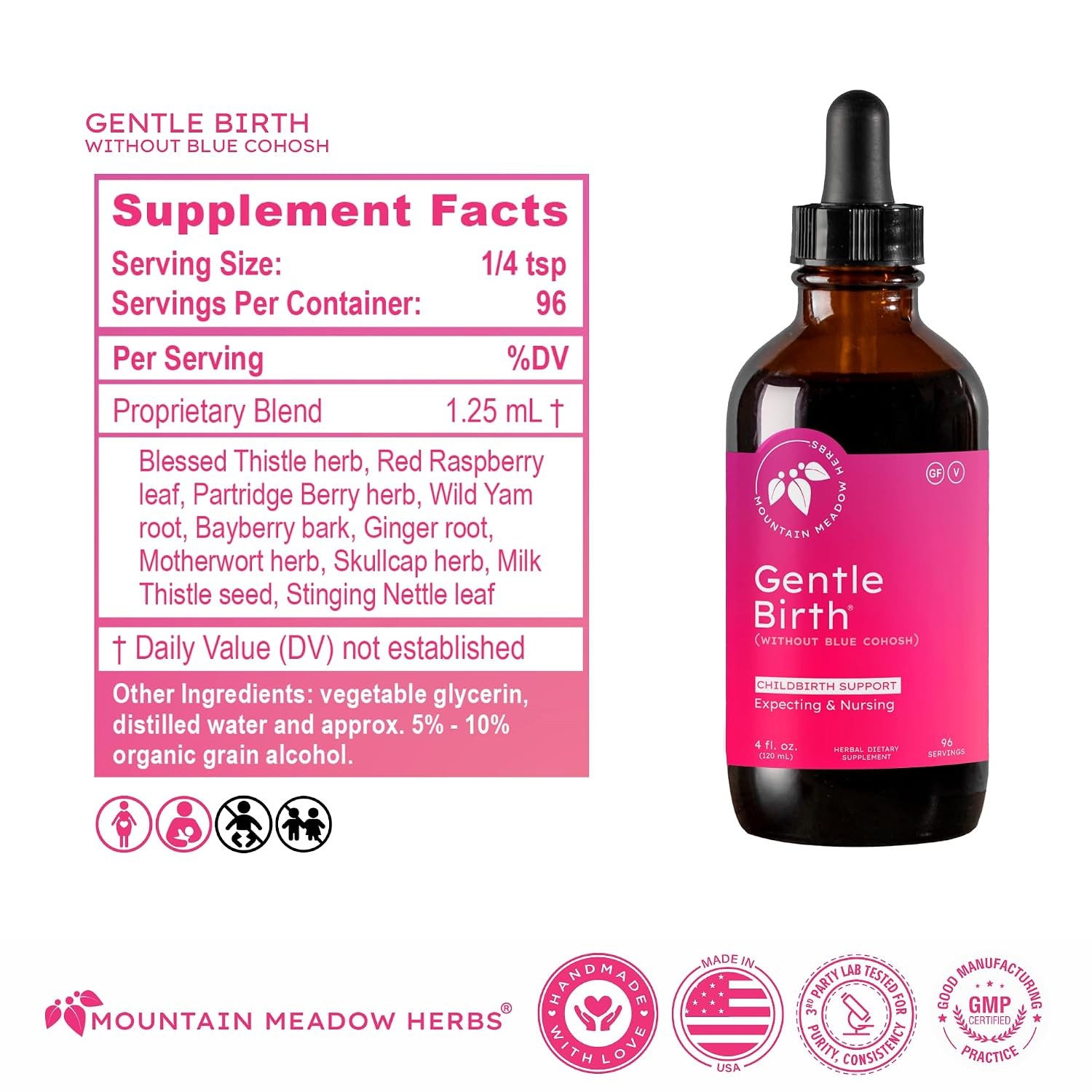 Mountain Meadow Herbs Gentle Birth for Birth Prep/Labor Prep, Fast Acting Liquid