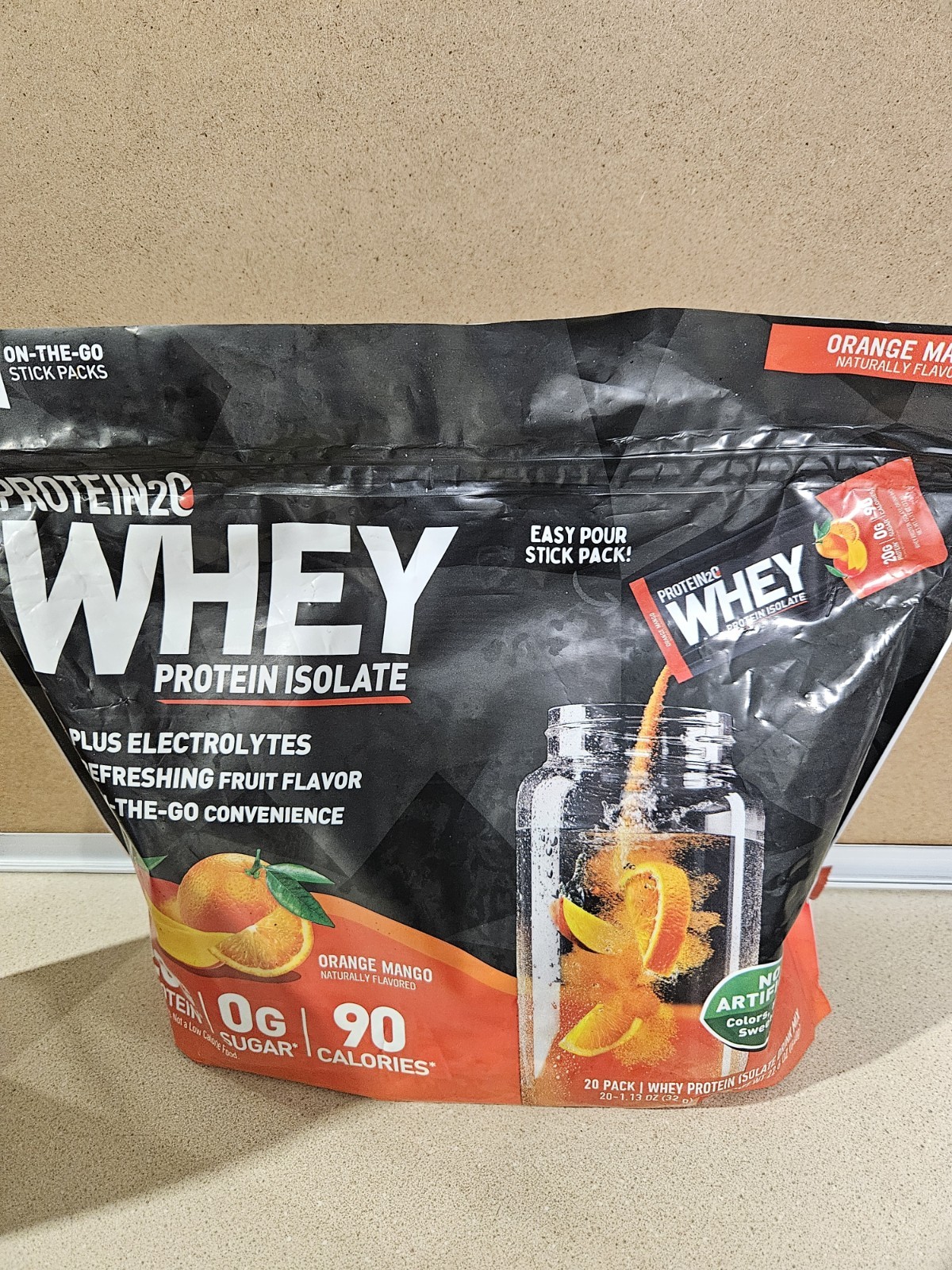Protein2o Whey Protein Isolate Orange Mango 20 Packs/1.13 Oz New Sealed!