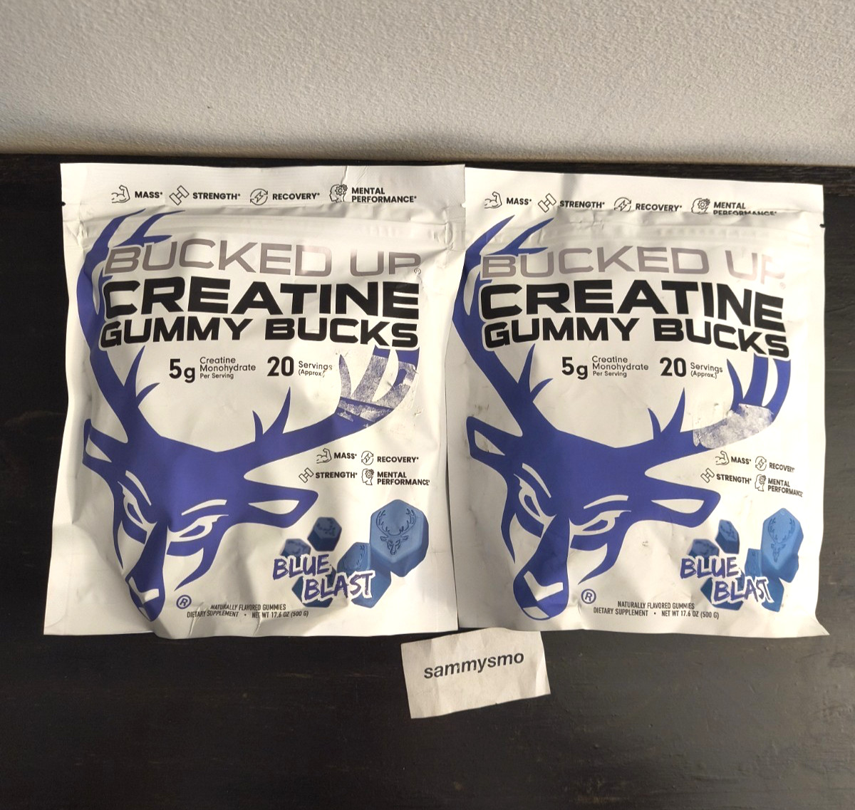 Bucked Up Gummy Bucks, Gummies Blue Blast 5g 20 Servings, 17.6 oz x2 exp 2027