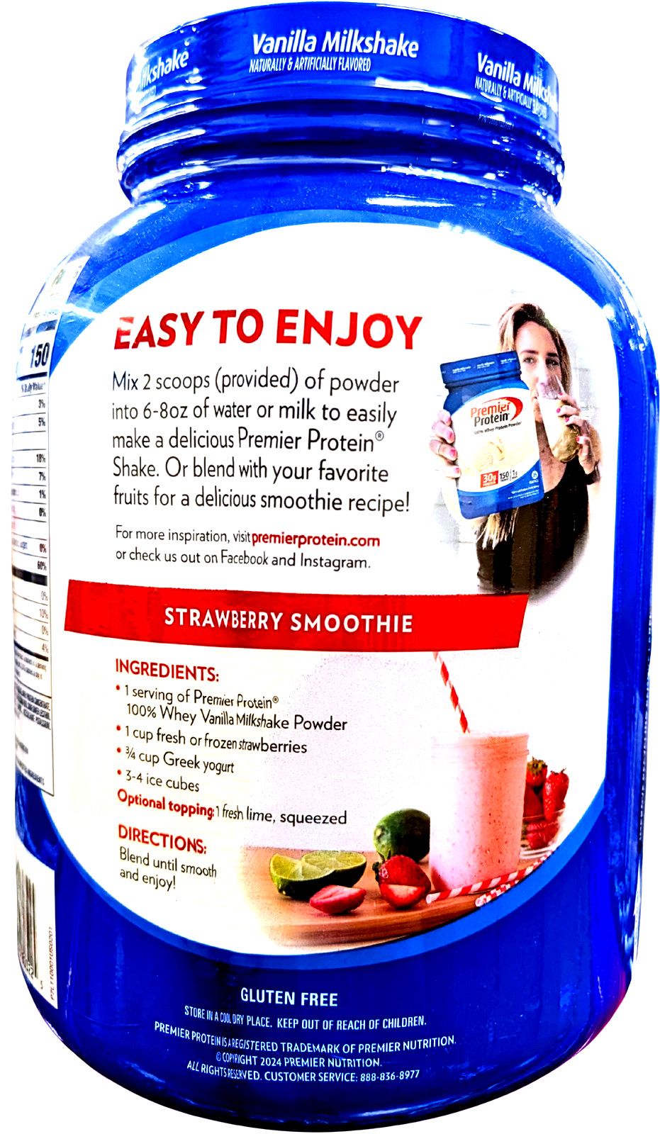 Premier Protein 30g High Protein Powder Vanilla Milkshake 3 lbs. EXP 12/2027
