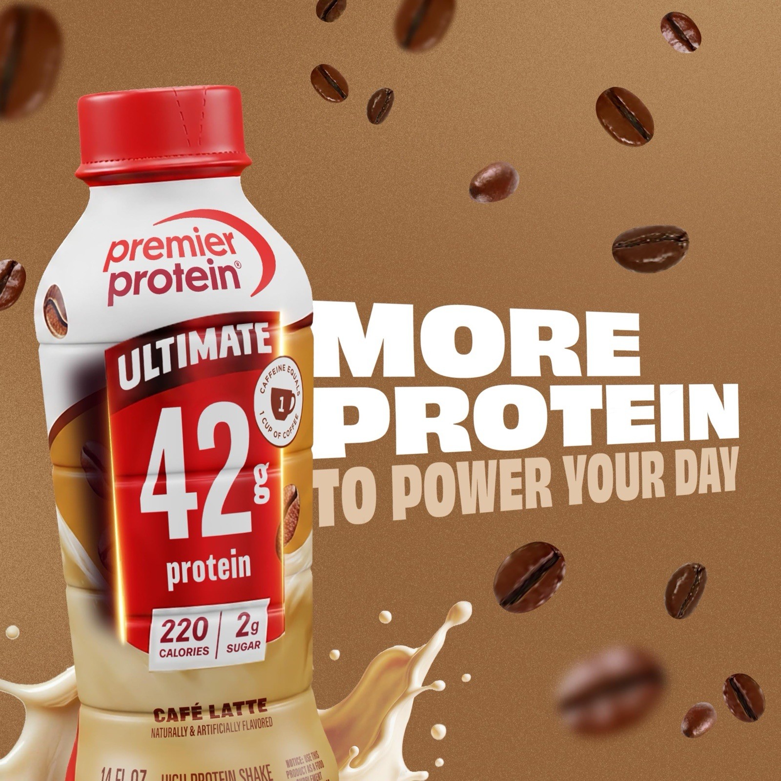 Premier Protein ULTIMATE ☕️ Protein Shake +Energy, Café Latte🧋14 Fl Oz, 12 Ct