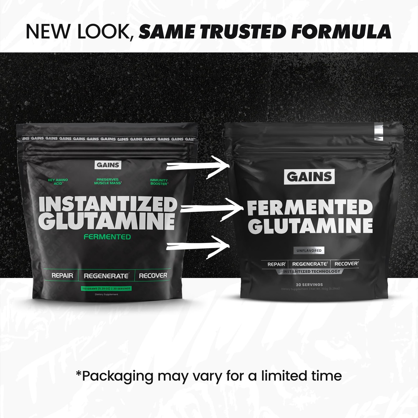 Gains in Bulk LGlutamine, Gluten Free Glutamine Powder for Muscle Recovery an…