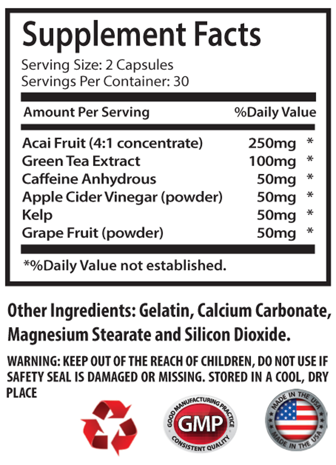 Brain Supplement – Acai Berry Lean 550mg – Organic Acai Berry Extract 1B