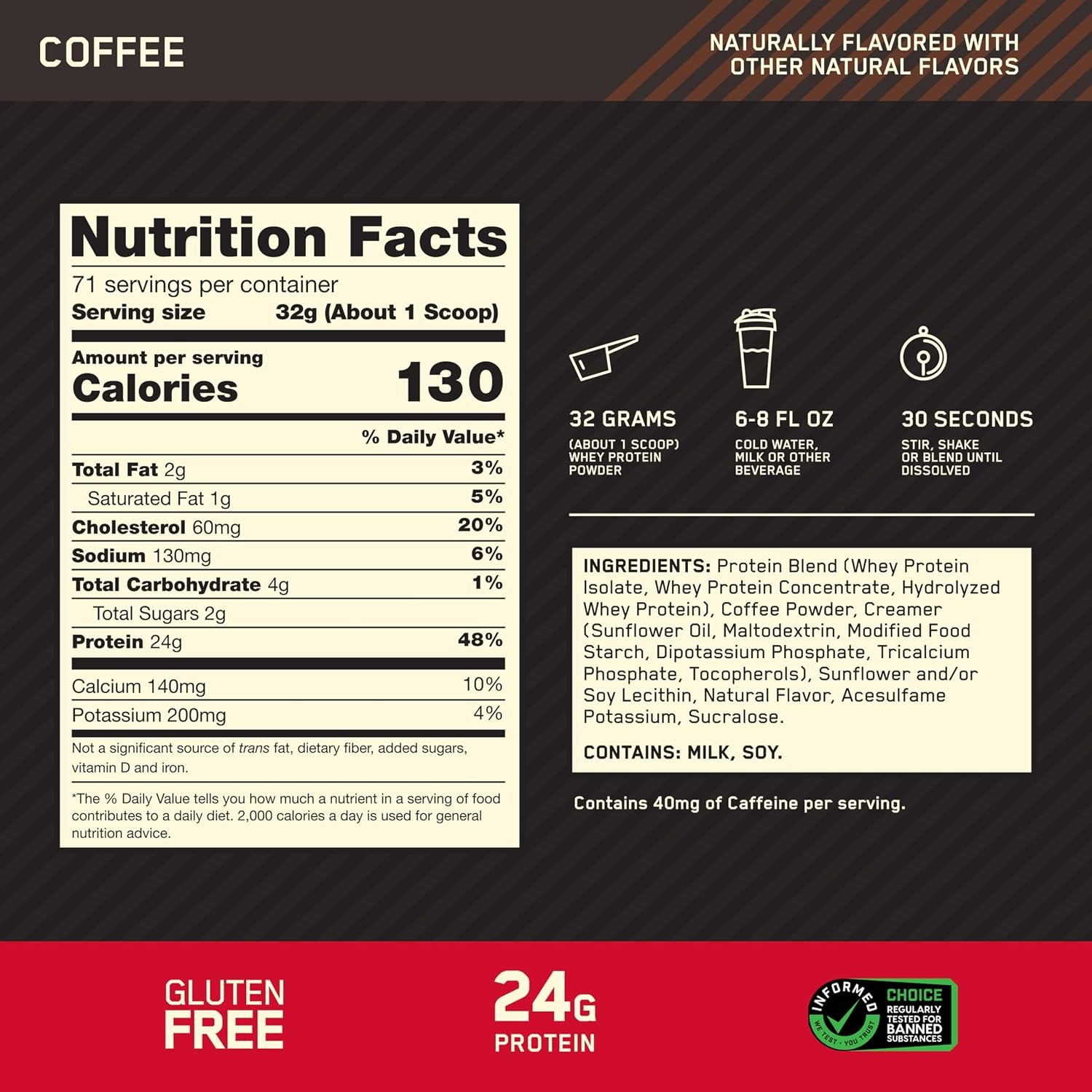 Optimum Nutrition Gold Standard Whey Coffee 5lb Protein
