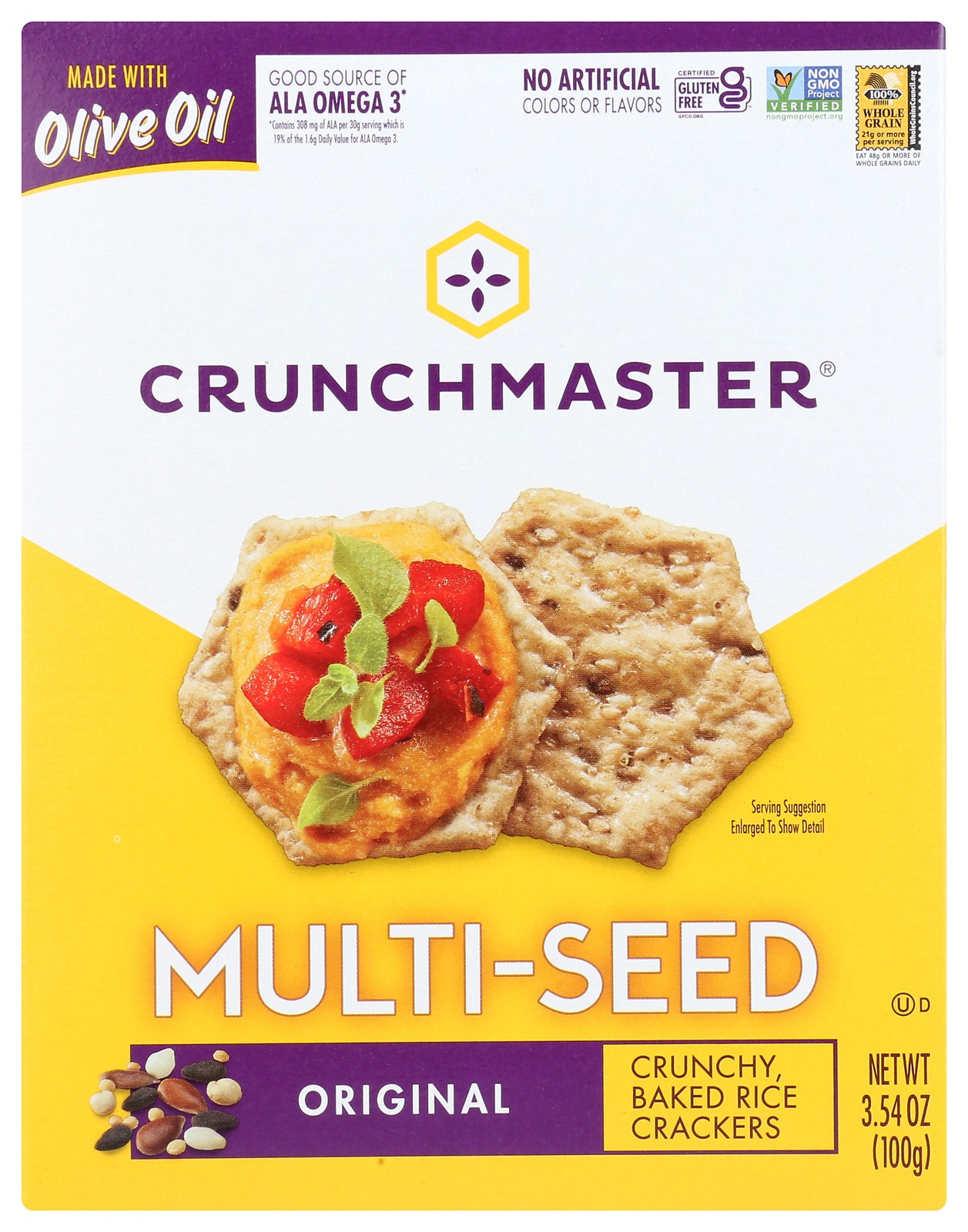 Crunchmaster Baked Rice Multi-Seed Crackers Original 3.54 Oz 6 Pack
