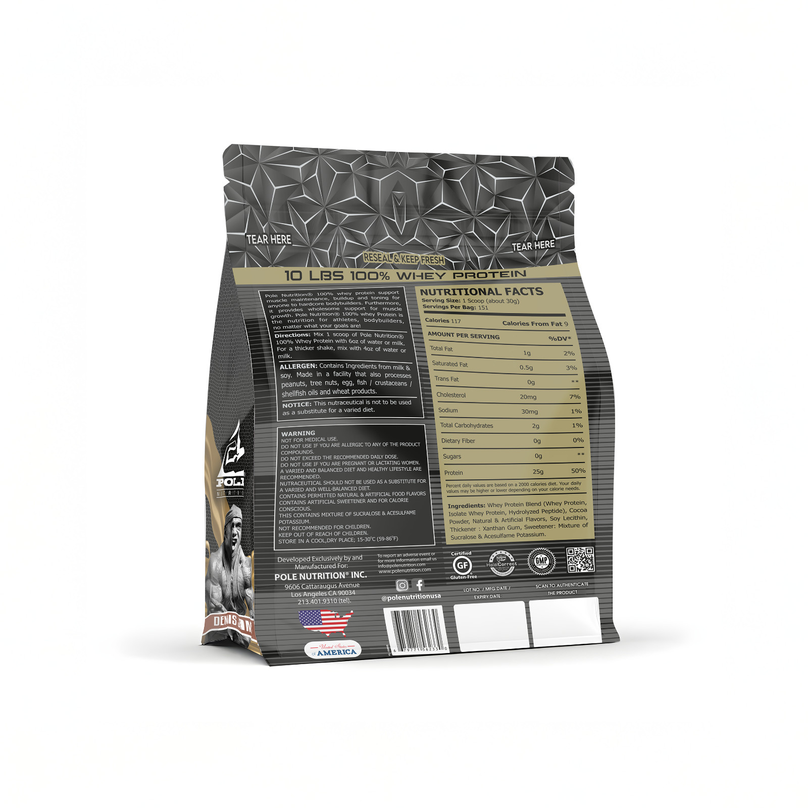 Pole Nutrition High Whey protein Zero Sugar Lean Shake 10 lbs 151 Servings