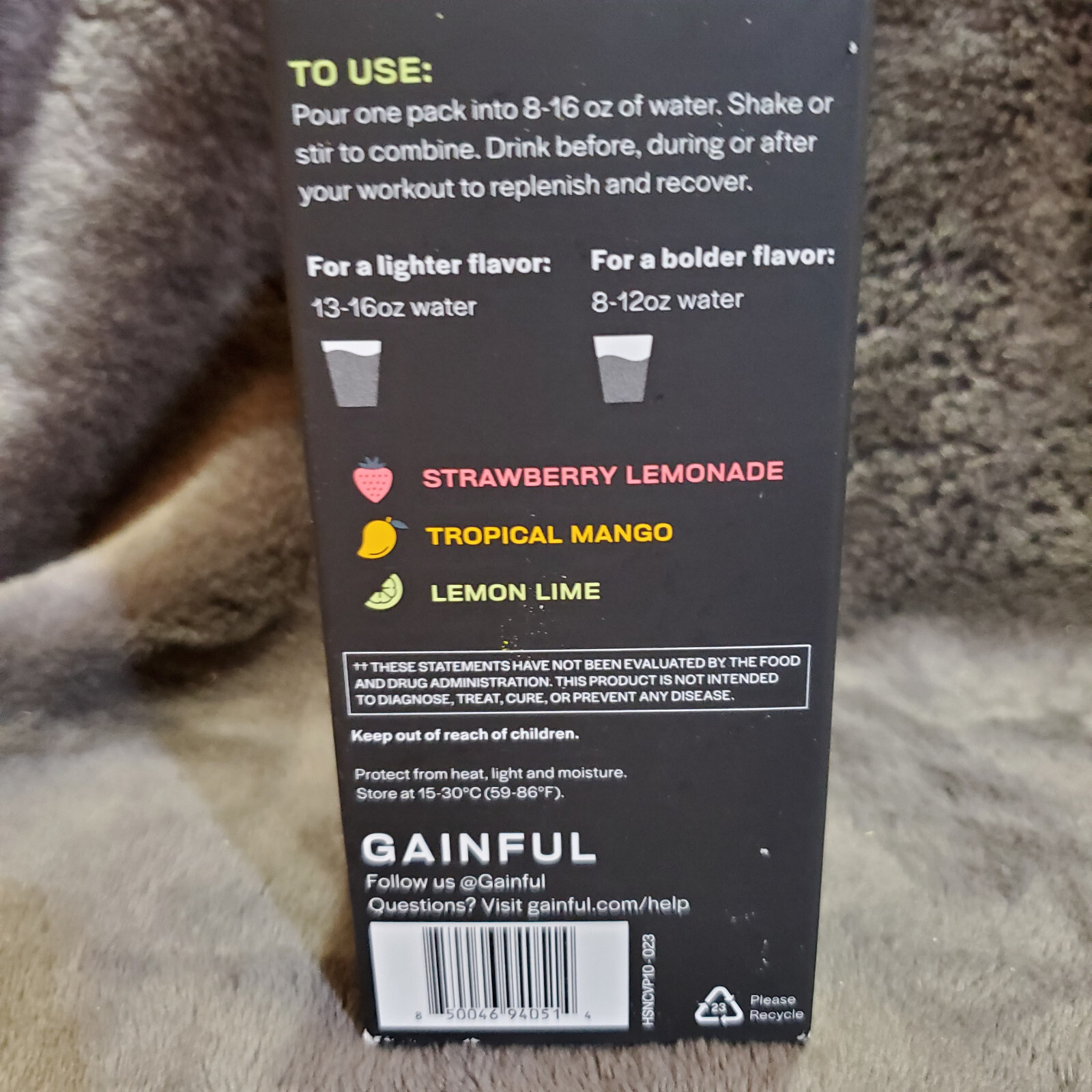 Gainful Powder Drink Mix 10 on the Go Packs Strawberry Lemonade Mango Lemon Lime