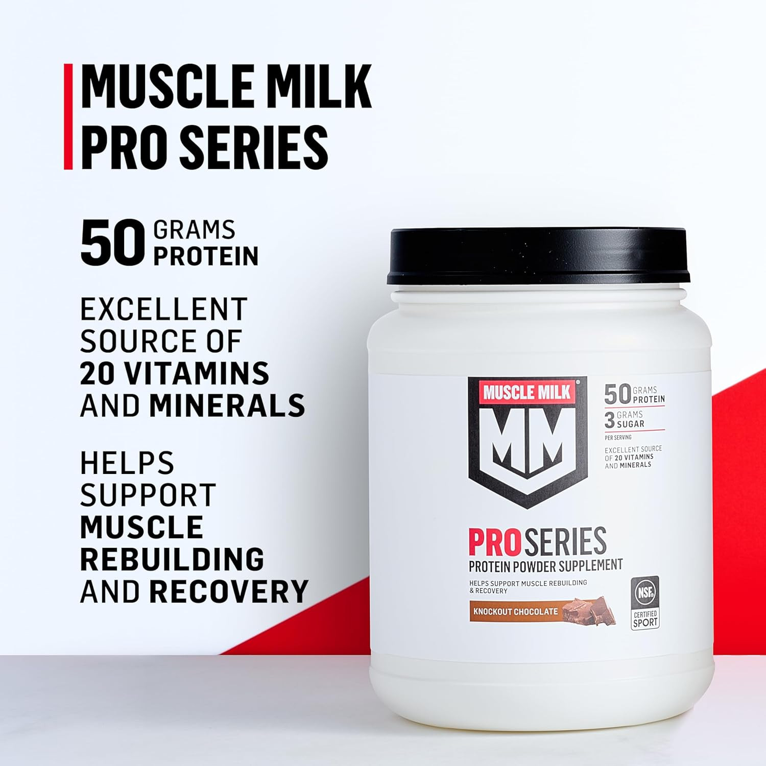 Muscle Milk Pro Series Protein Powder, Knockout Chocolate, 5 lb, 28 Servings