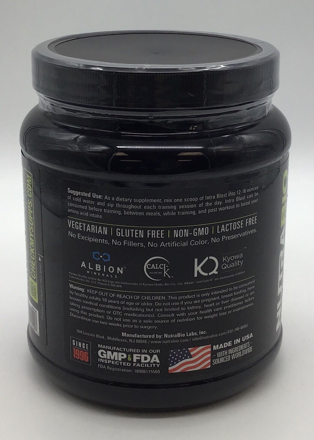 NUTRABIO INTRA BLAST WORKOUT AMINO FUEL 1.51 LB BLUEBERRY LEMONADE EXP 09/2027