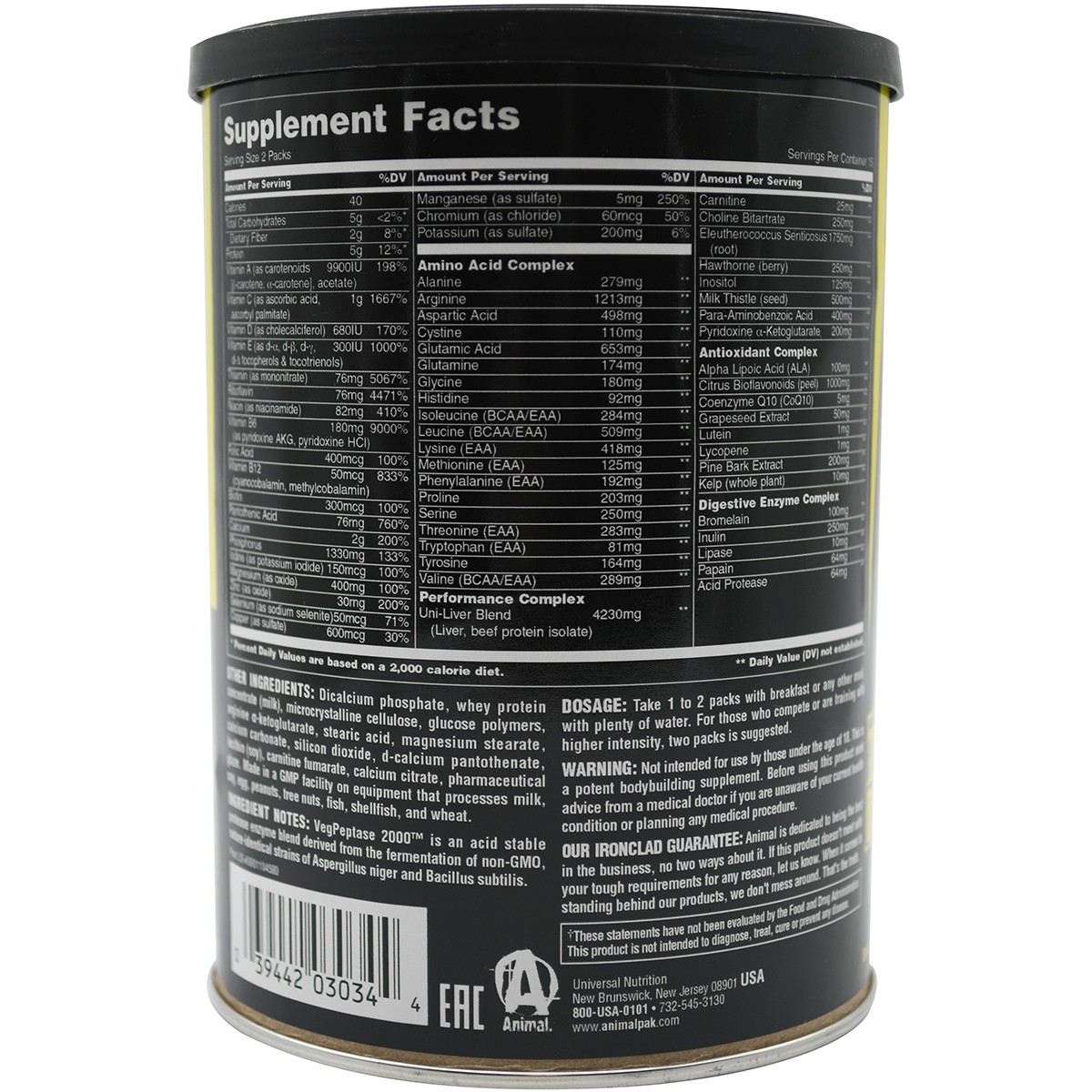 Universal Nutrition Animal Pak Dietary Supplement – 30 Packs
