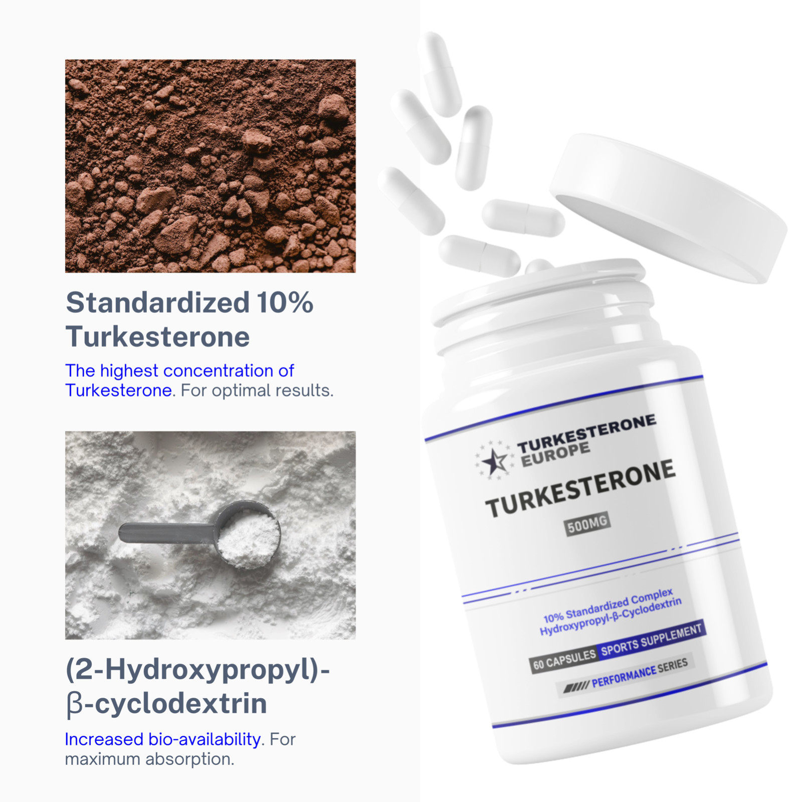 Turkesterone 10% Complex with Hydroxypropyl-β-Cyclodextrin – 2 Pack (120x500mg)