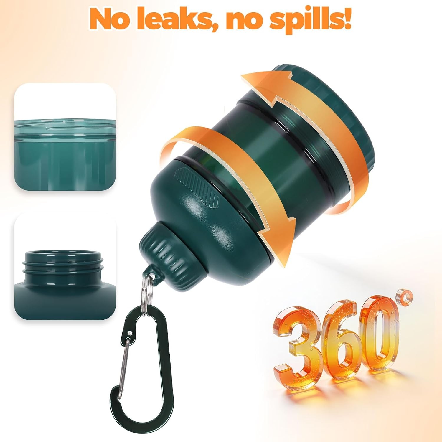 2 Pack Protein Powder Container to Go with Keychain & Keyring, Large Capacity,