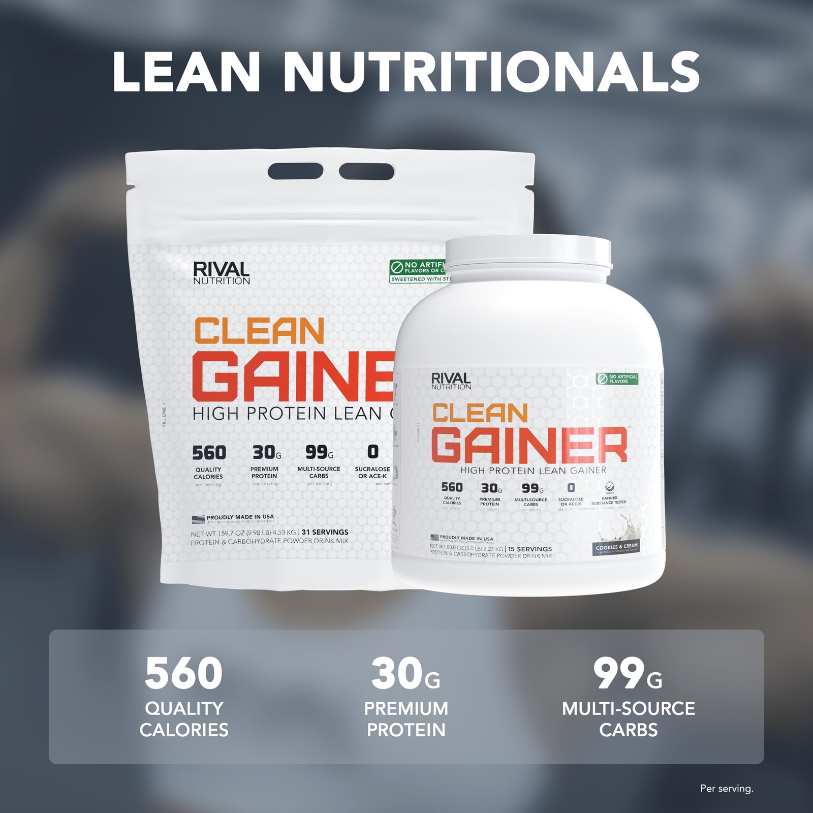 RIVAL NUTRITION Clean Gainer Cookies & Cream HighProtein Lean Gainer Powder I…