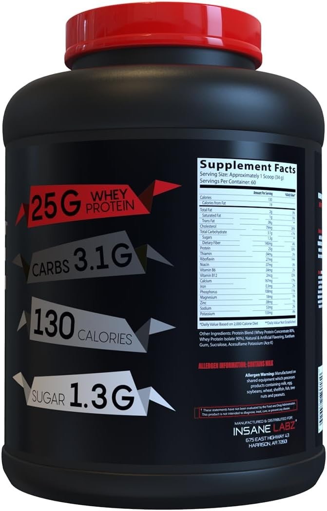 Insane Whey,100% Muscle Building Whey Protein, Post Workout, BCAA Amino Profi…