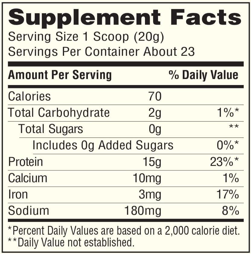 Nutritious Organic Pea Protein – 16 Oz Jar, 15g Plant-Based Protein, Gluten Free