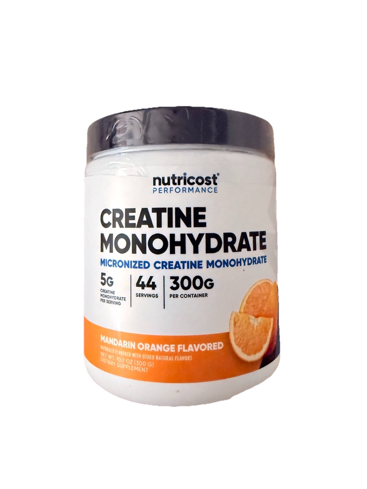 Nutricost Creatine Monohydrate Powder 300 g – Mandarin Orange – EXP 10/2027