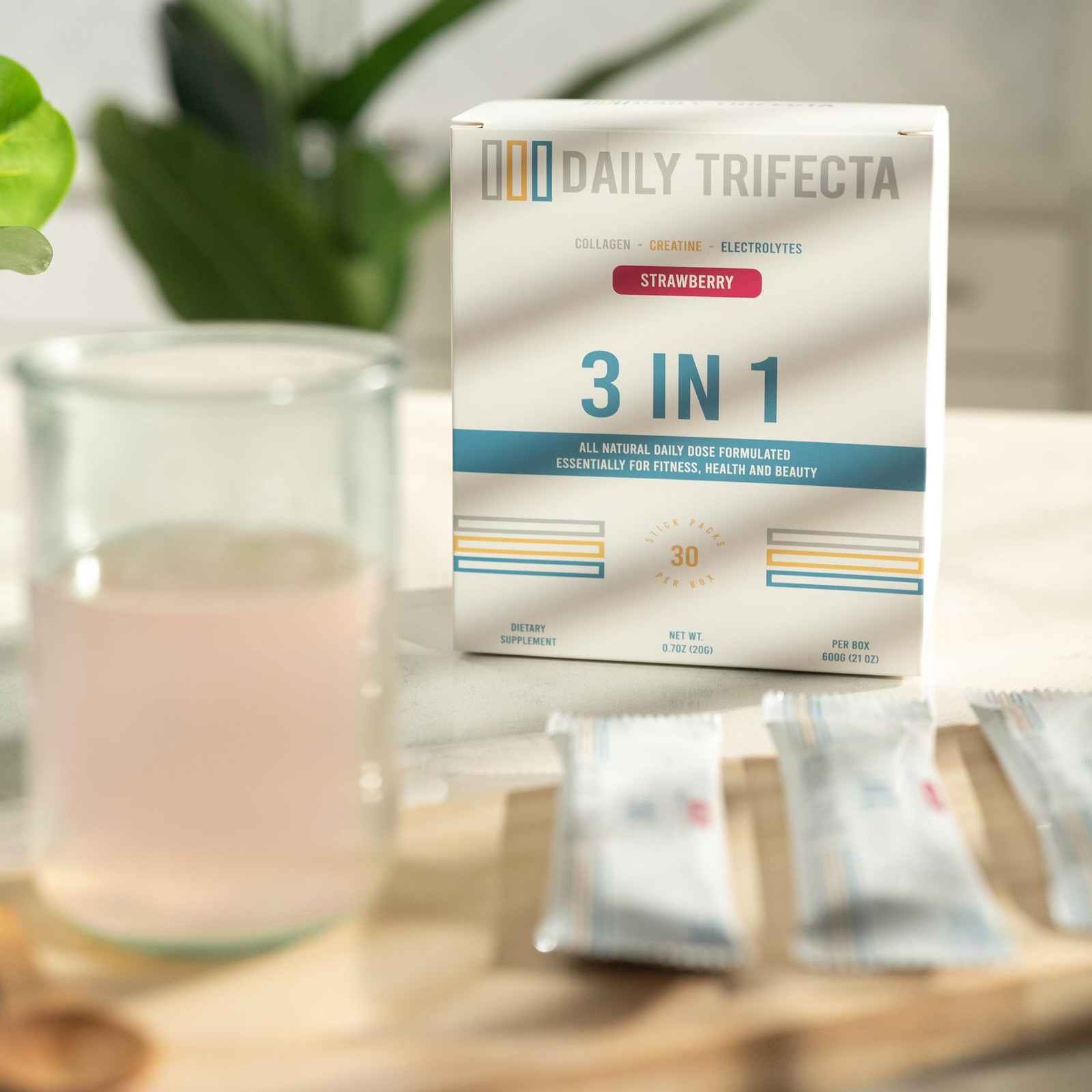 DAILY TRIFECTA 3in1 Collagen, Creatine & Electrolyte Stick Packs | Type I Col…