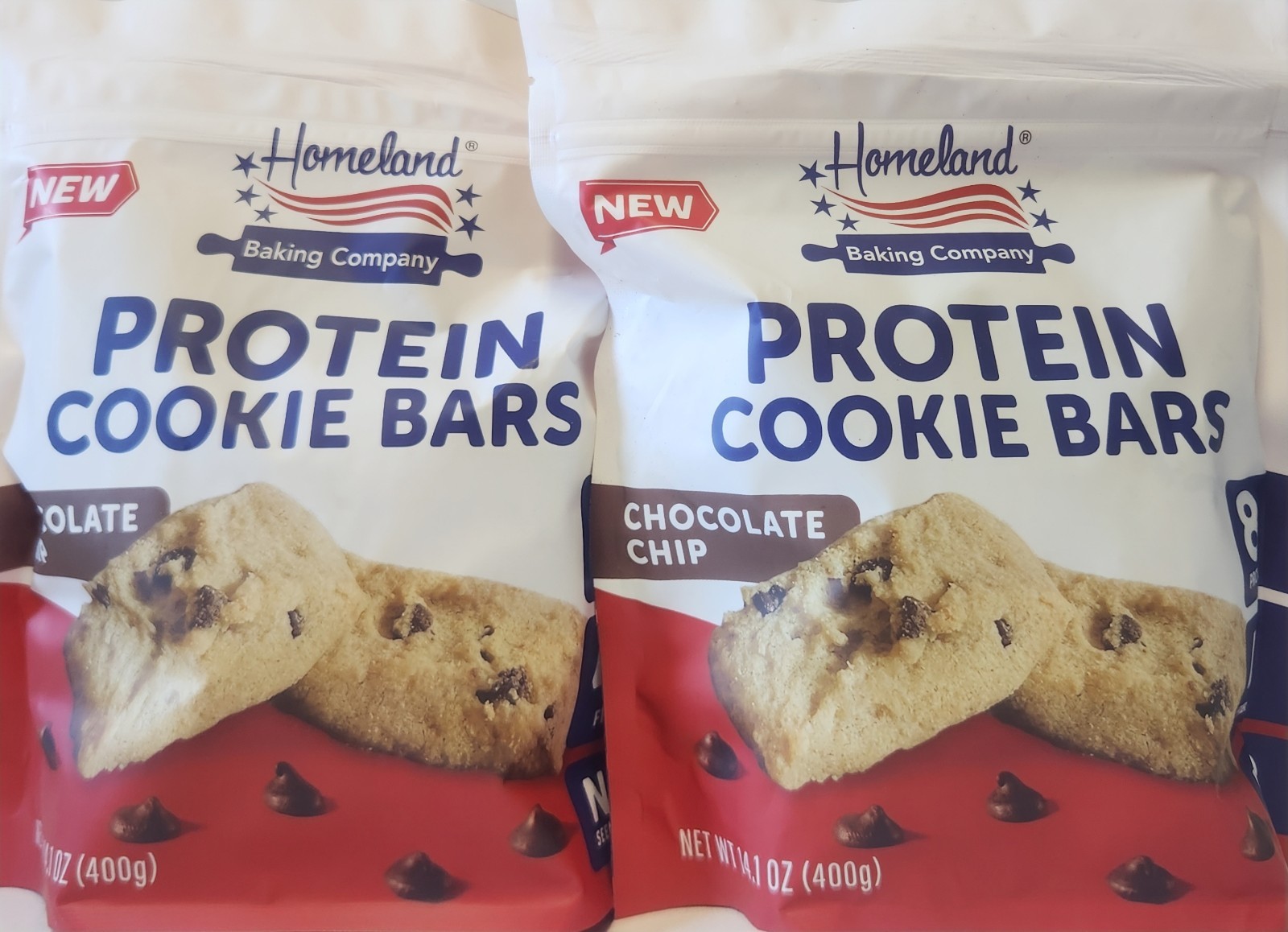 2-PACK Homeland Protein Cookie Bars Chocolate Chip 14.1 oz each bag