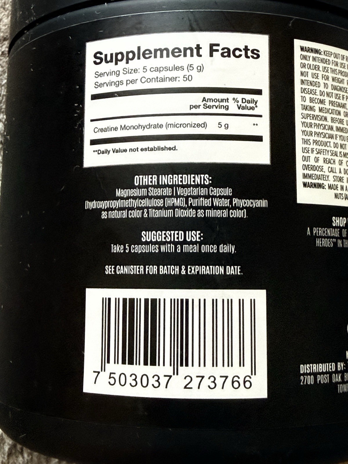 BIRDMAN Micronized Creatine Monohydrate 250 Capsules Exp 6/27