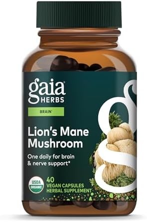 Gaia Herbs Lion’s Mane Mushroom – Brain Health Support* – 40 Vegan Capsules (40