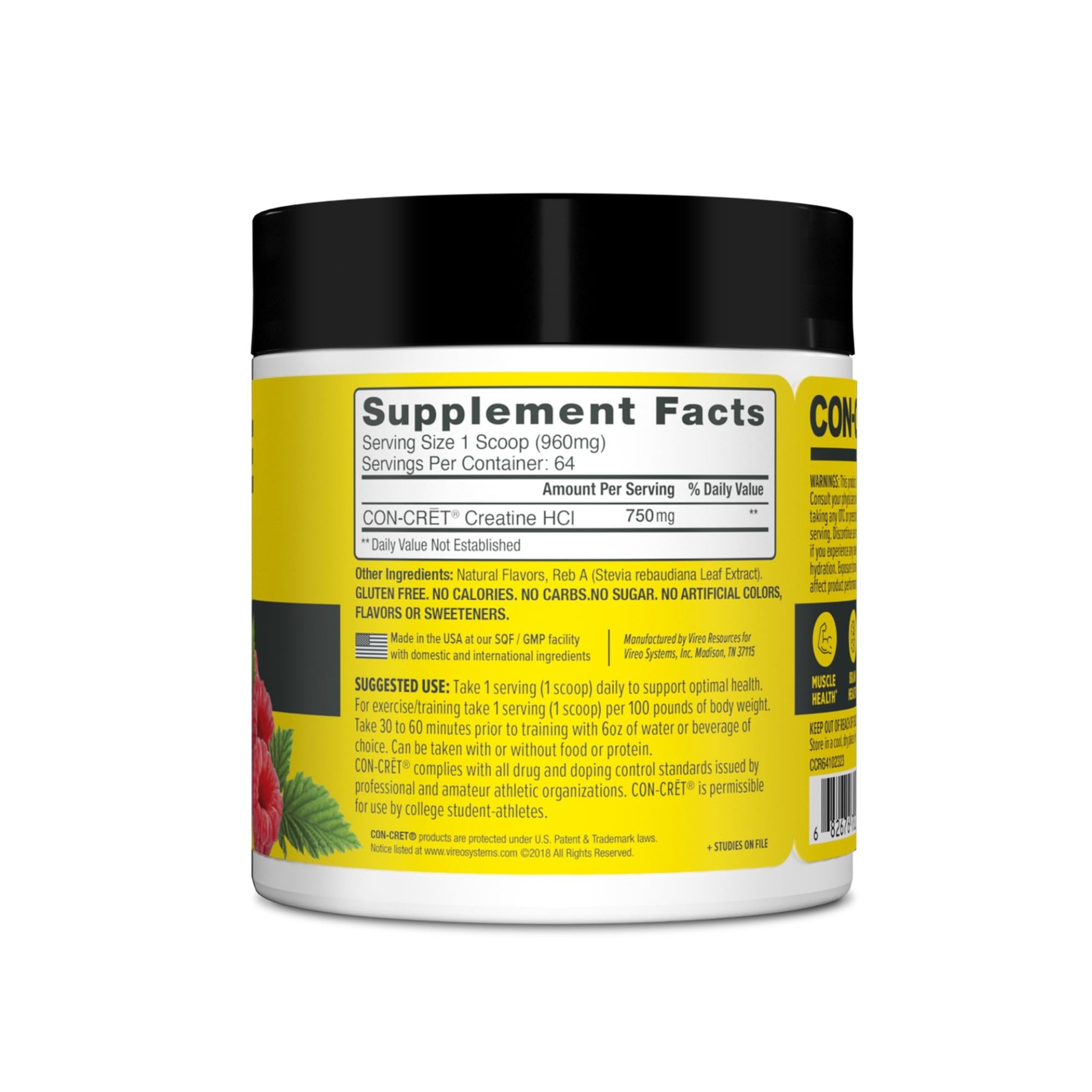 CON-CRET Creatine HCl Powder | Muscle, Cognitive, Cellular Energy 64 Servings