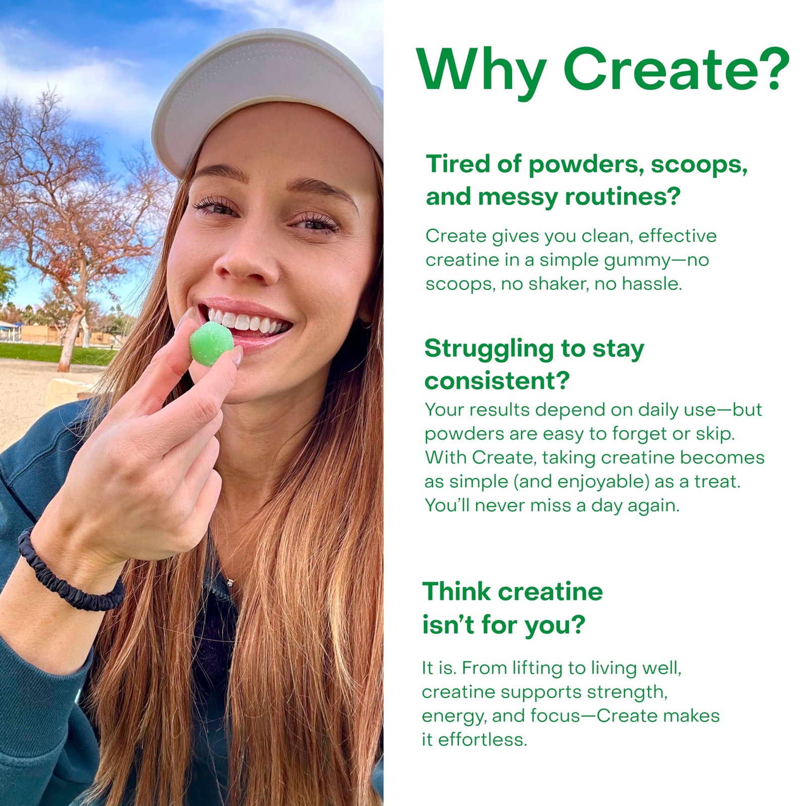 Create Creatine Monohydrate Gummies for Men Women, Boost Focus, Strength, an…