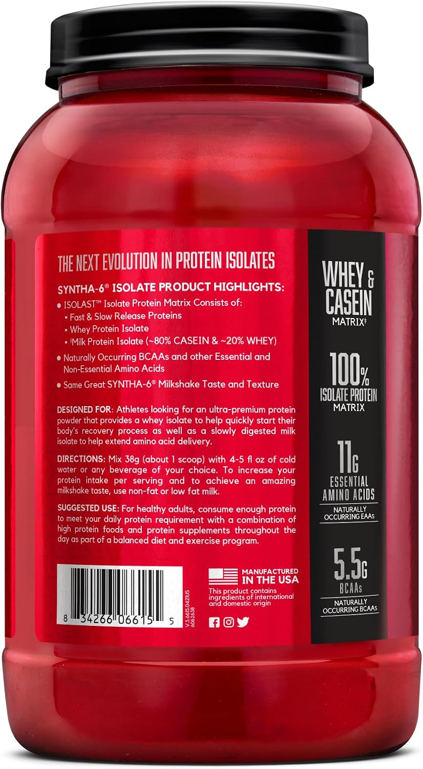 SYNTHA-6 Isolate Strawberry Protein Powder, 2.01 lbs, 24 Servings