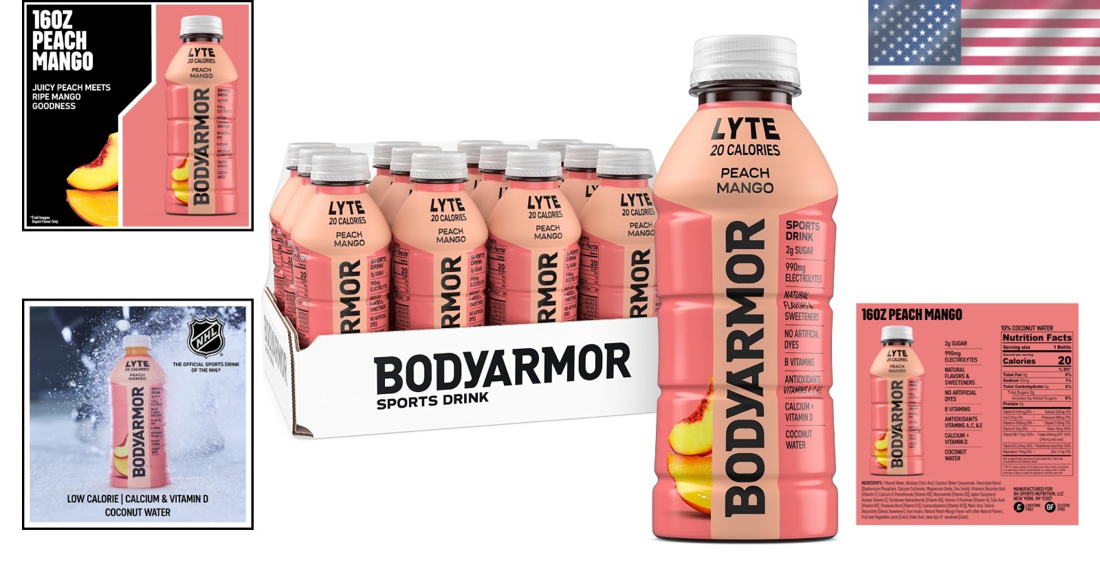 12-Pack Lyte Peach Mango – Low-Calorie Electrolyte Drink for Active Lifestyles