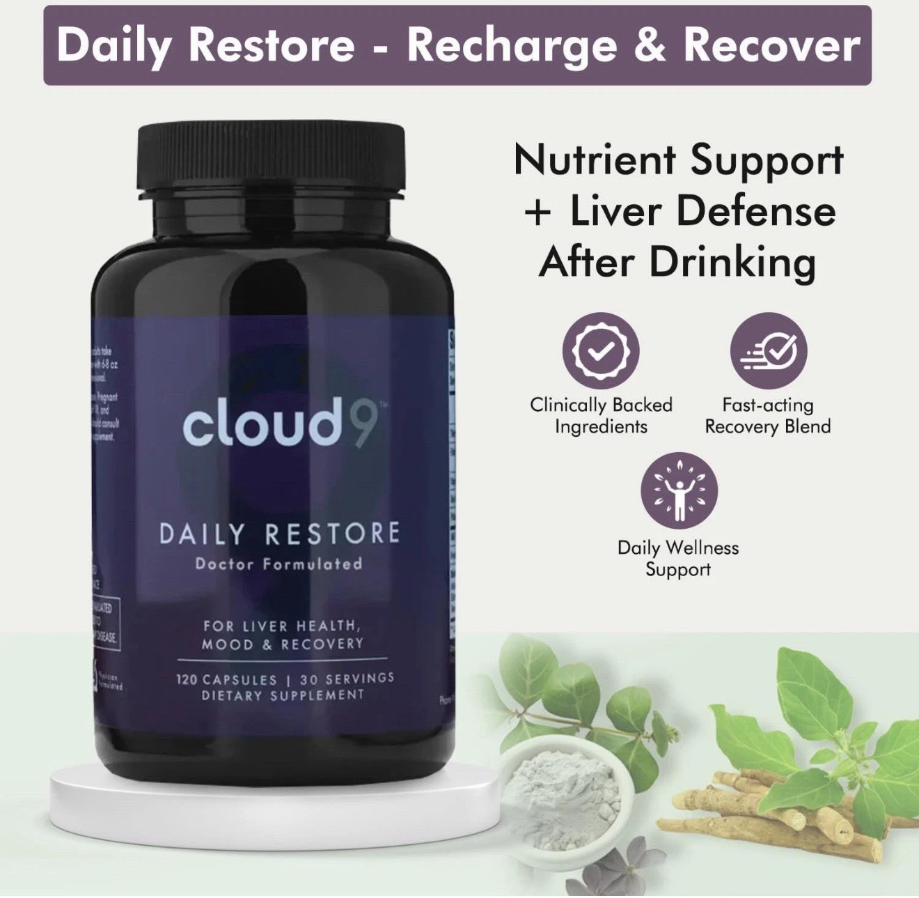 Cloud9 Daily Restore – Liver Detox & Recovery Supplement with Milk Thistle, NA