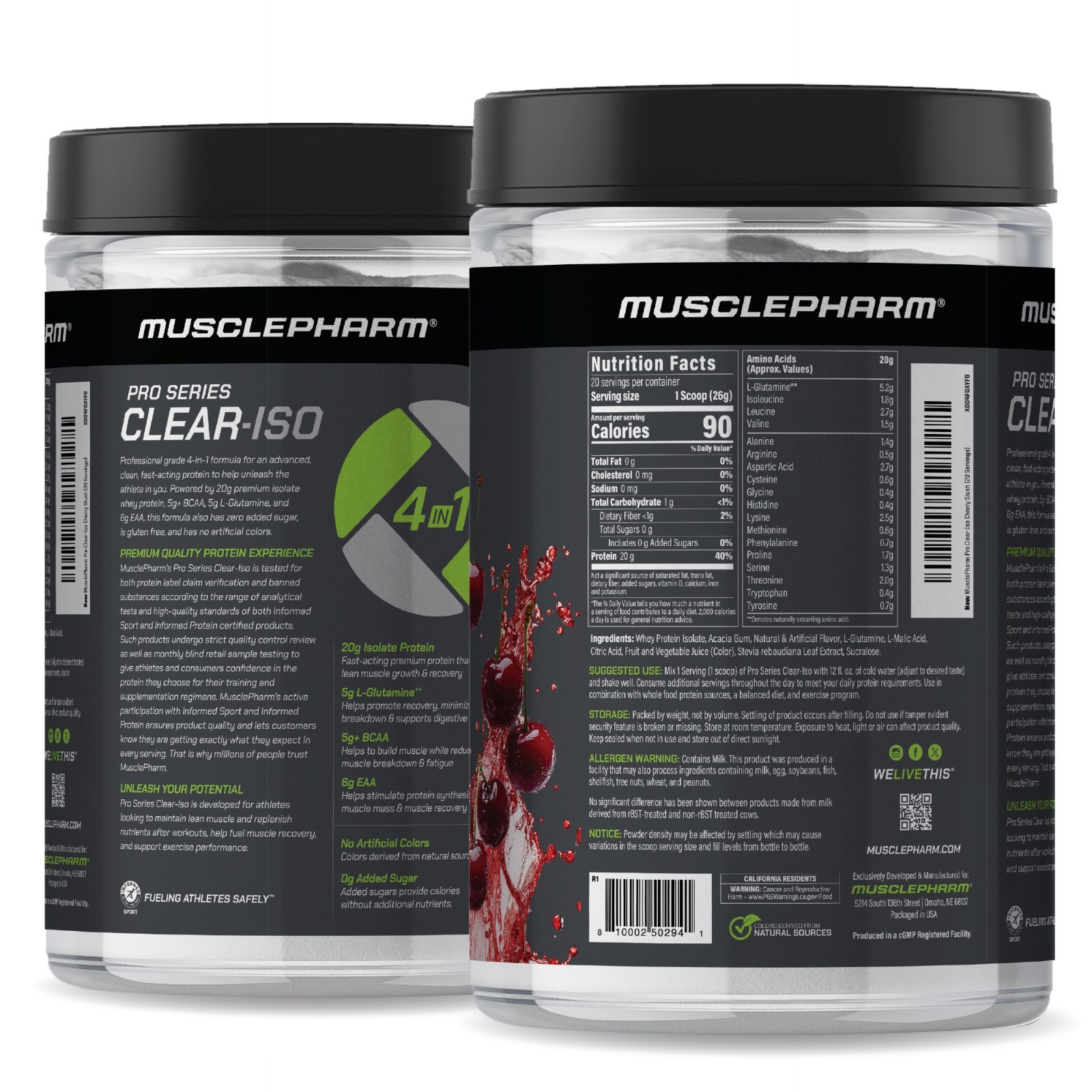 Pro Series Clear-ISO, Protein Powder Drink Mix, Cherry Slush, 1.14 lbs (520 mg)